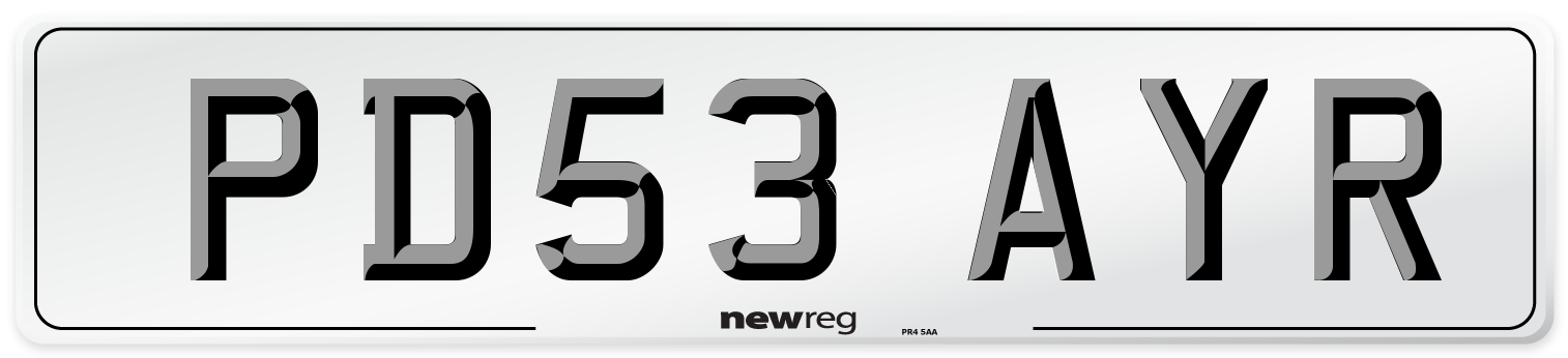 PD53 AYR Number Plate from New Reg